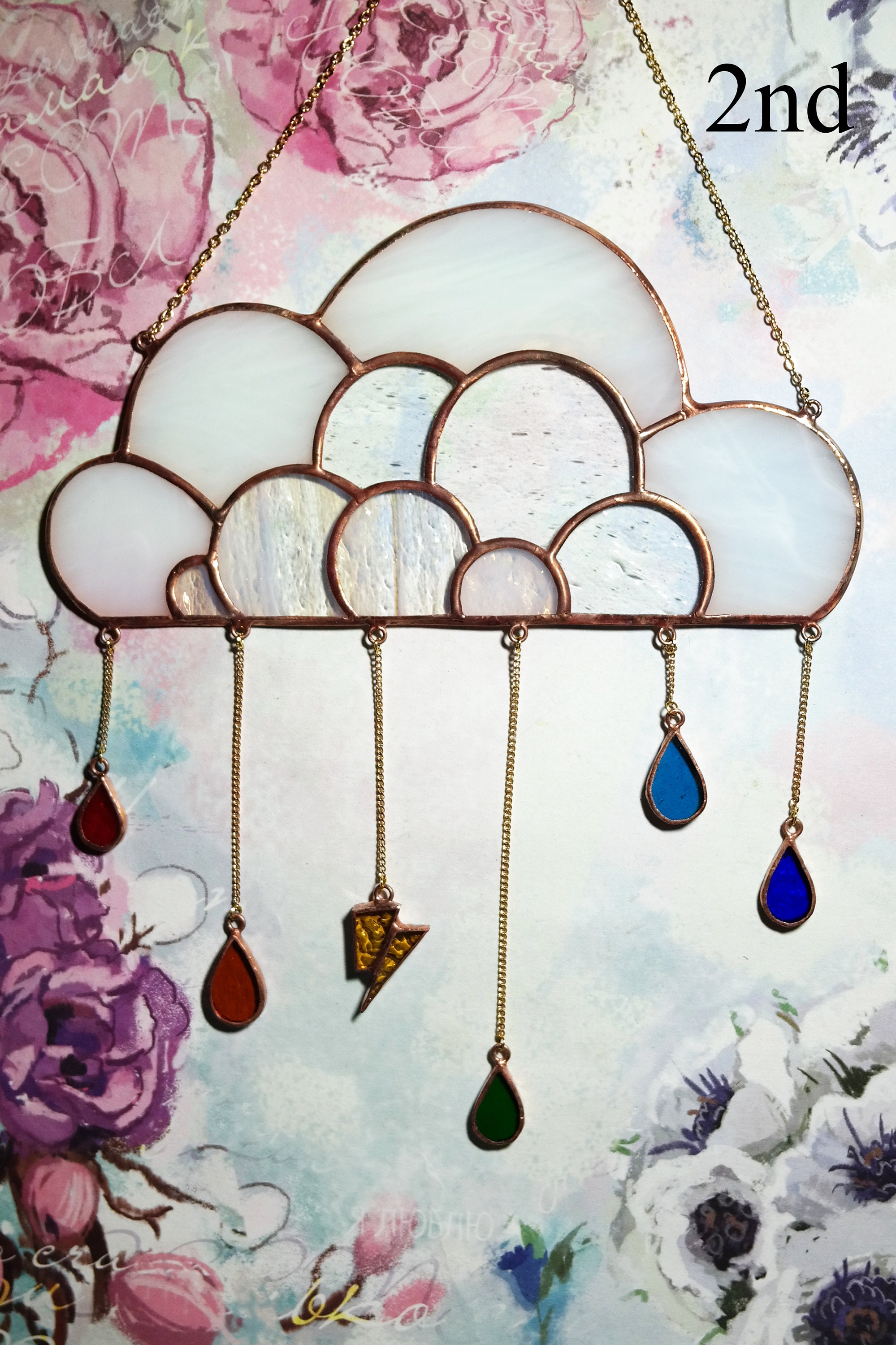 Stained glass rainbow cloud suncatcher Stained glass cloud | Etsy