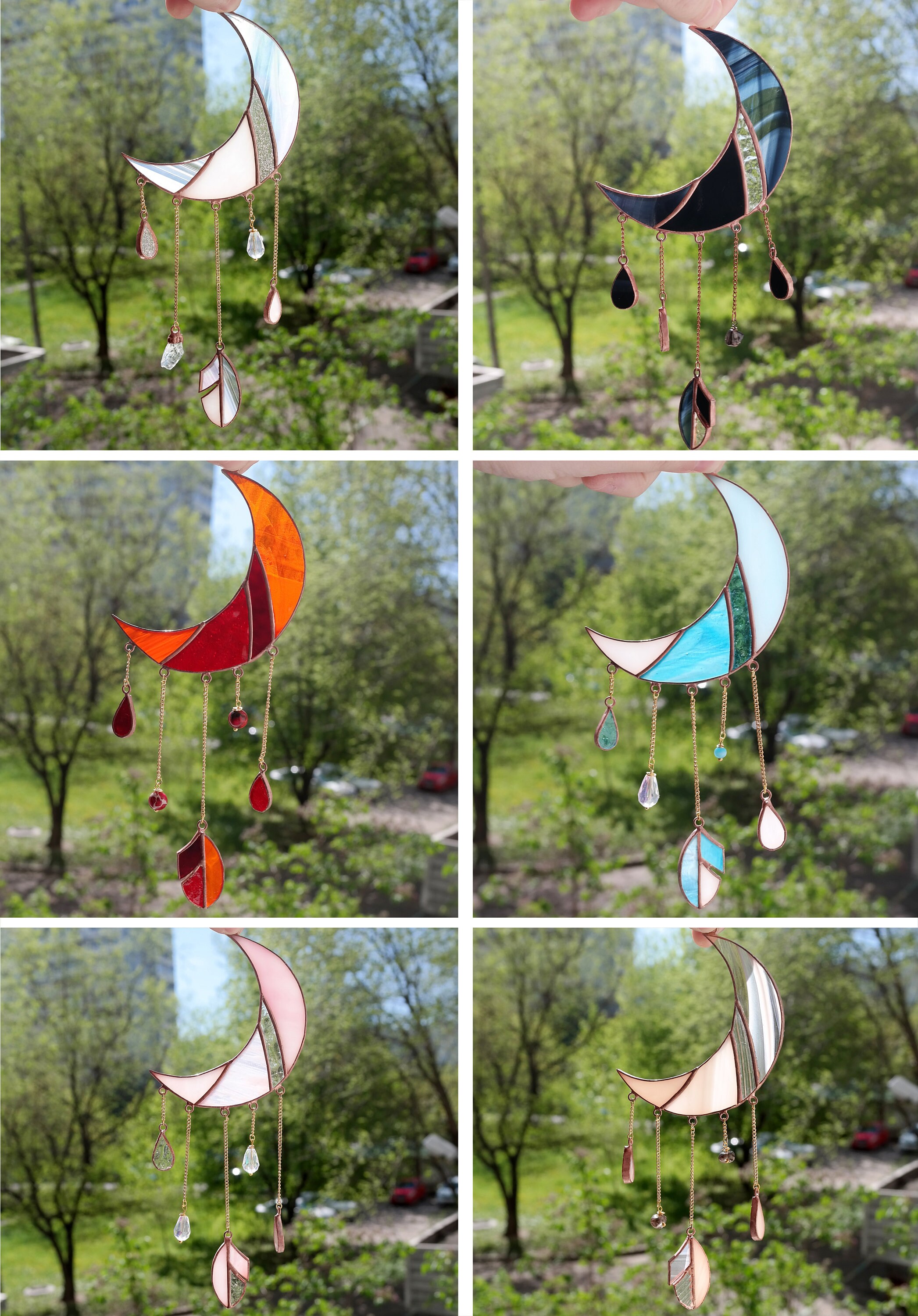 PDF PATTERN Stained glass moon suncatcher pattern Stained Etsy