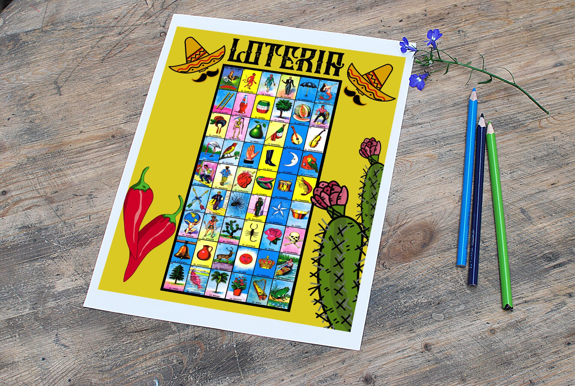 Loteria Poster Digital Download Letter Size 16x20 Size Etsy