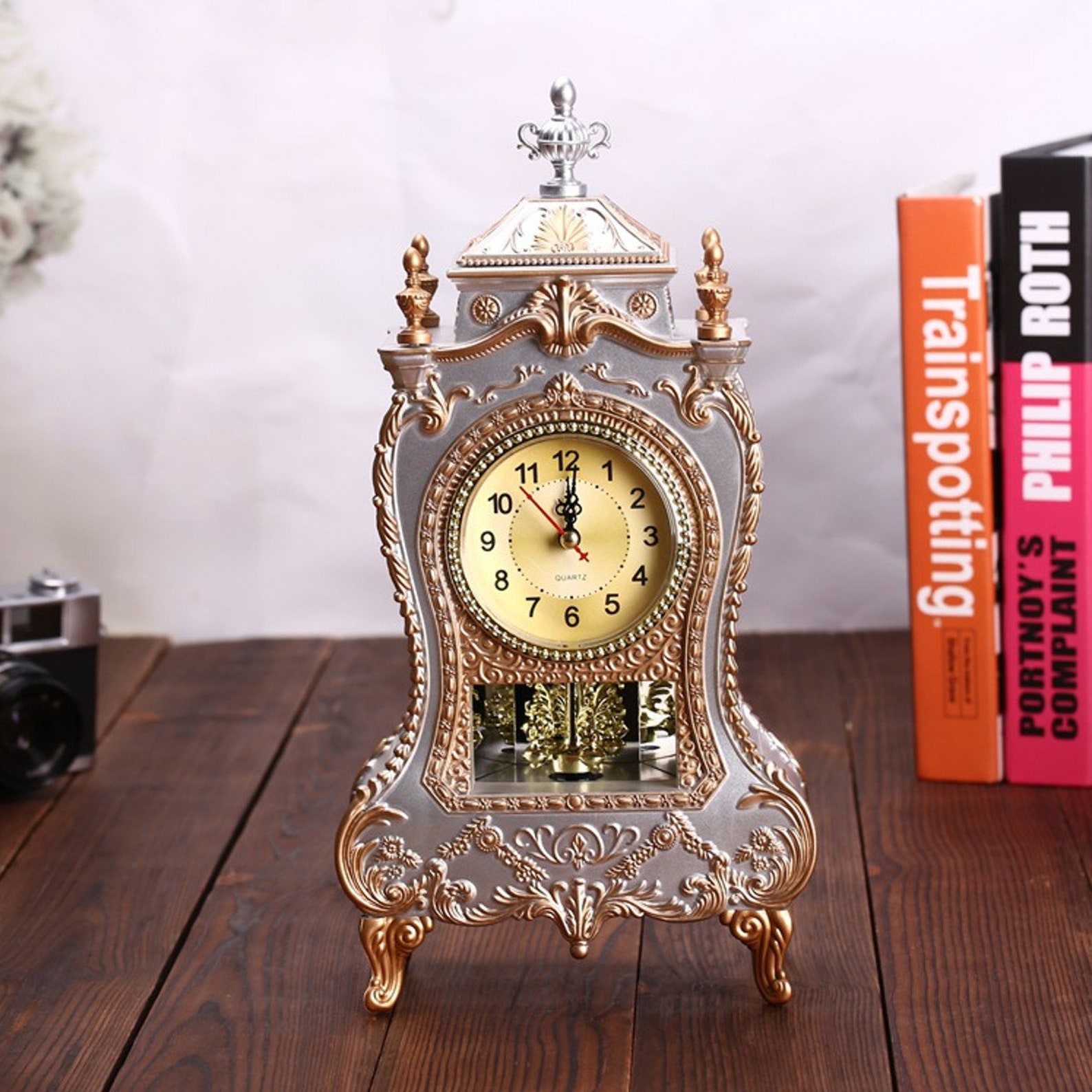 Desk Pendulum Alarm Clock Vintage Style Clock Bronze/ Etsy