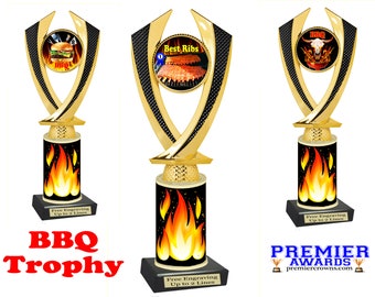 BBQ Trophy Best BBQ Cook Off Trophy Brisket Hamburger Beef Rib Hand Painted Cow Trophy Award Champion 4th of July Independence Day Memorial