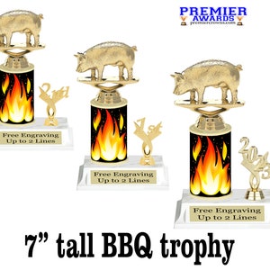 BBQ Cook Off trophy.  7&quot; tall with choice of column color.  Great trophy for BBQ cook off events, BBQ events or just for your great chef!
