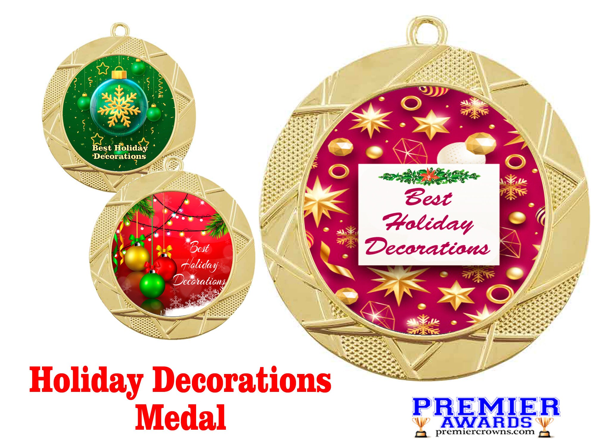 Holiday Decorations medal.  Great for our holiday events and contests.  Includes free neck ribbon and engraving