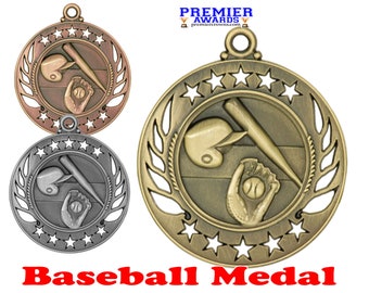 Baseball medal.  Great medal for leagues, schools, teams, neighborhood games and for the favorite player in your life!