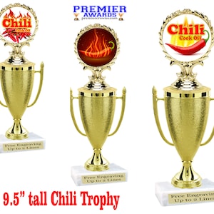 Chili Cook Off trophy.  9.5&quot; tall..  Great trophy for chili cook off events, BBQ events or just for your great chef!
