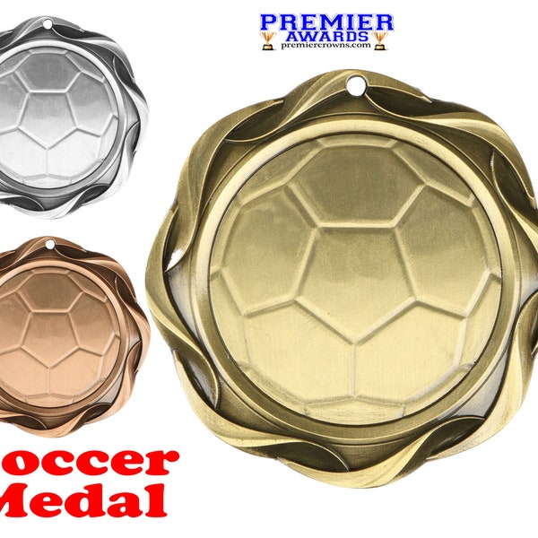 Soccer medal.  Great medal for leagues, schools, teams, neighborhood games and for the favorite player in your life!