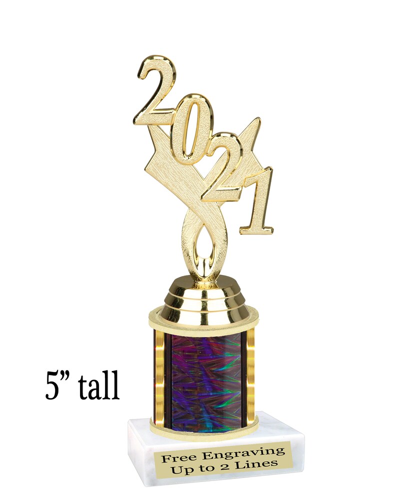 Great trophy for events Year Trophy pageants and more. 5 tall on choice of column schools sports