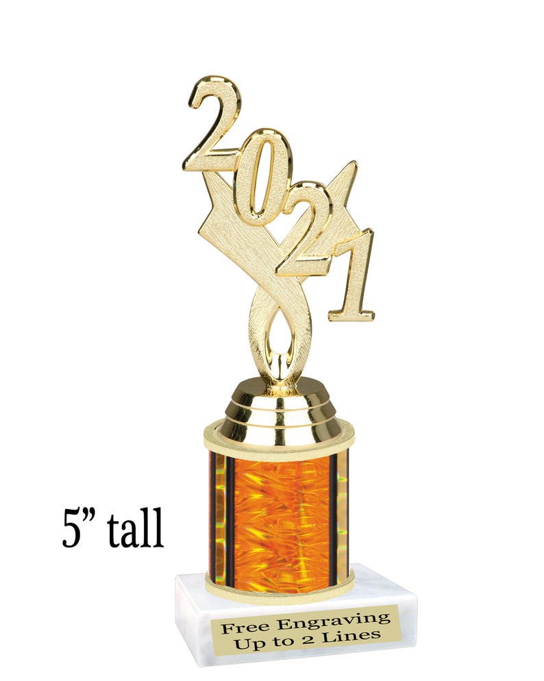 Great trophy for events Year Trophy pageants and more. 5 tall on choice of column schools sports