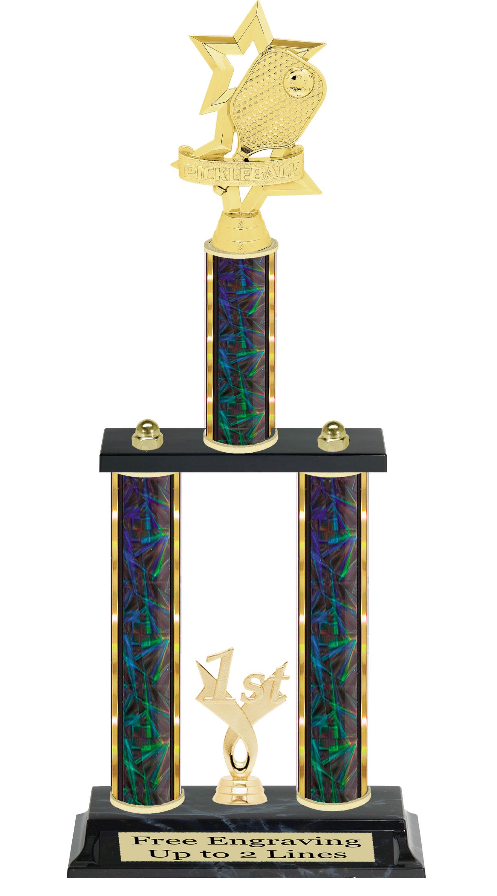 Pickleball 2-column Trophy With Choice of Color. Available in 3 Trophy ...