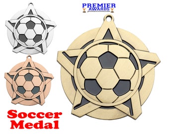 Soccer medal.  Great medal for leagues, schools, teams, neighborhood games and for the favorite player in your life!