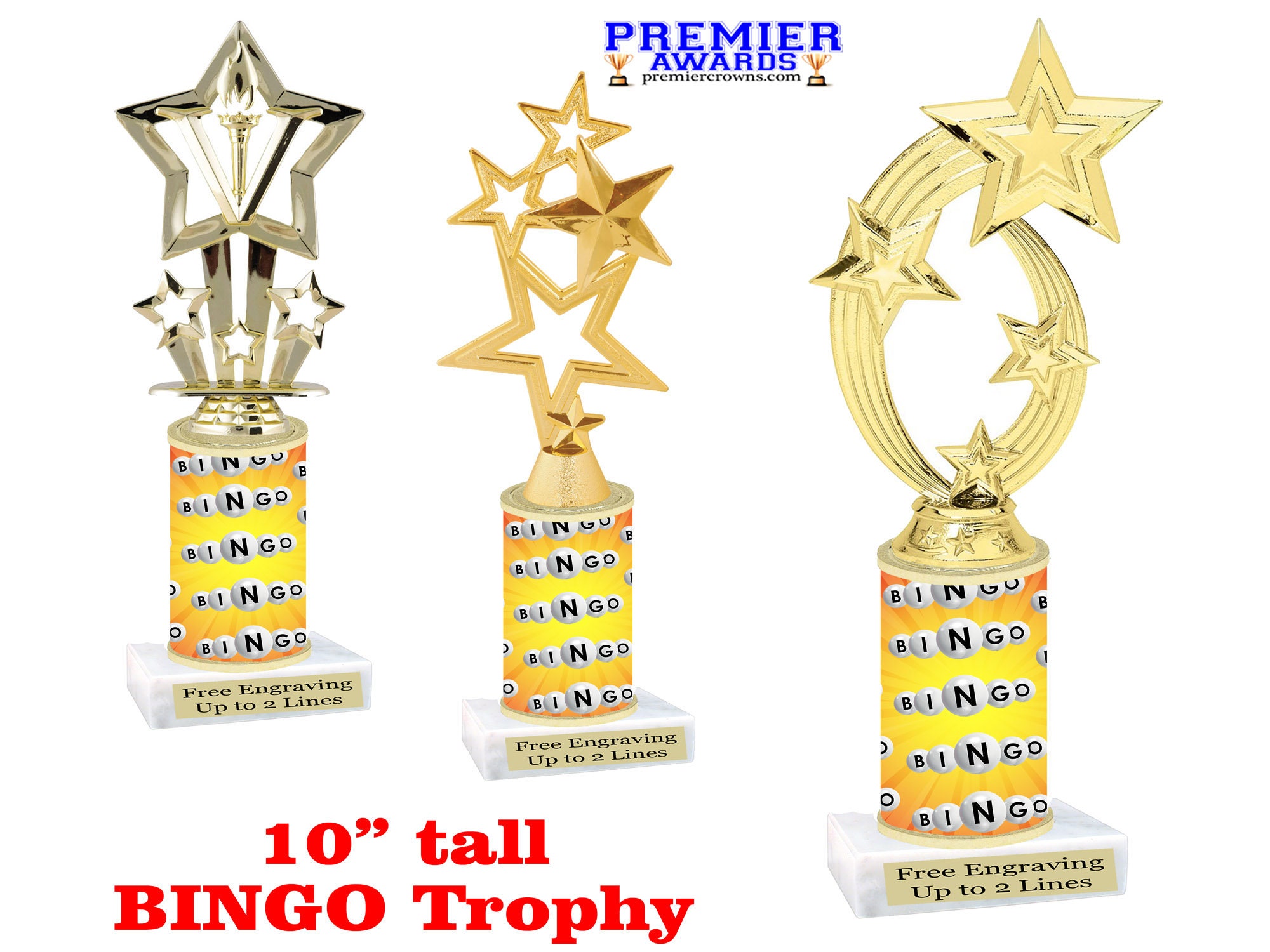 BINGO! trophy. 6tall with choice of insert design. Great award for your  Bingo games and Family Game Nights! 7517