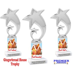 Gingerbread House Contest trophy.  10&quot; Tall. Great for your Gingerbread Decorating or building events, contests, competitions and more.
