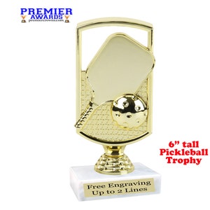 Pickleball trophy.  Great award for sports leagues, recreational departments, schools, and more.