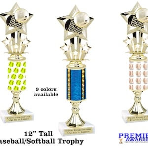Baseball - Softball  trophy.  Great award for sports leagues, recreational departments, schools, and more.  12&quot; tall