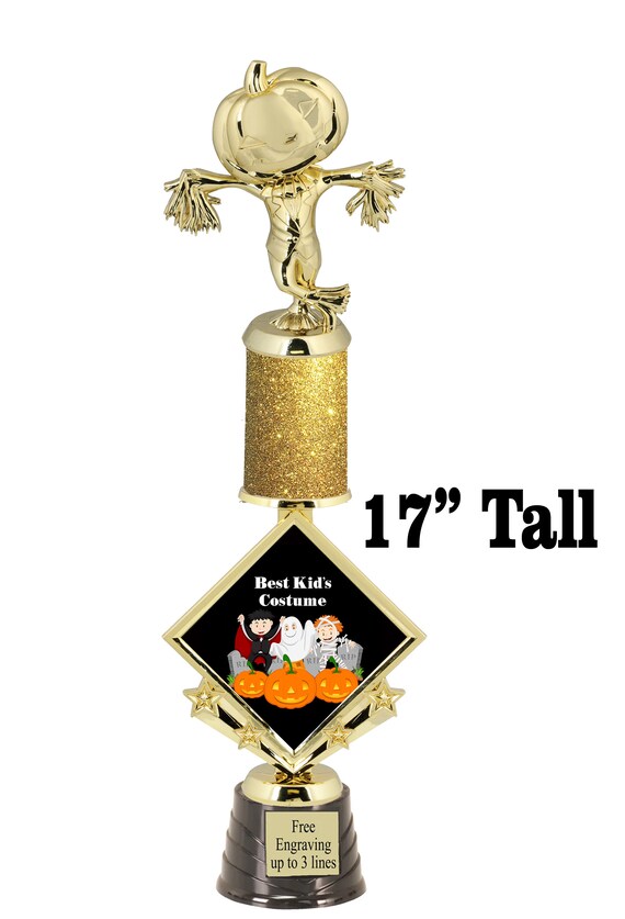Trophée Sorcière Citrouille Halloween – Statuette Dorée 17,5 Cm, Prix Concours Déguisement, Cosplay, Fête