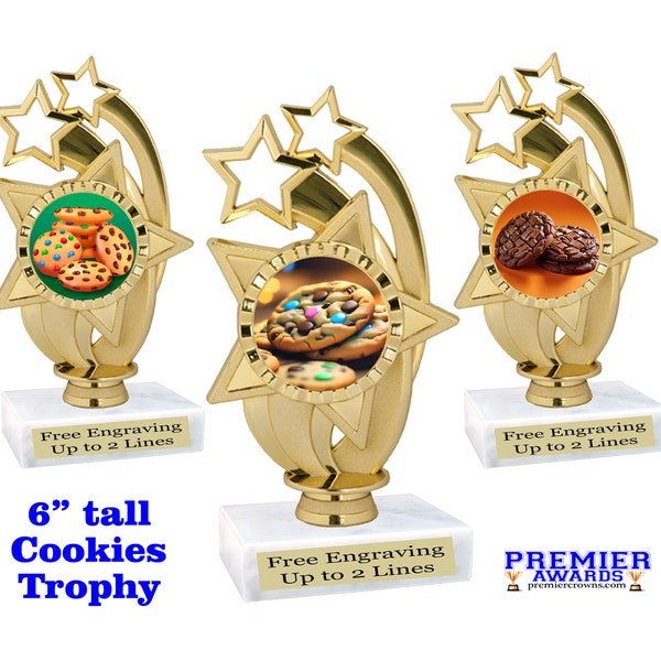 Cookie theme trophy.  Choice of 9. Great for your cookie baking and decorating contests.  Or just for you favorite baker.