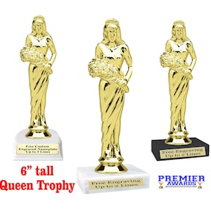 Beauty Queen Trophy.  6&quot; tall on choice of base.  Great trophy for pageants, parties or &quot;just because&quot;