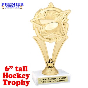 Hockey trophy.  6&quot; tall.  Great for your team, schools, or your favorite hockey player.