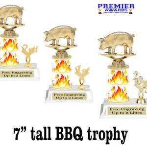 BBQ Cook Off trophy.  7&quot; tall with choice of column color.  Great trophy for BBQ cook off events, BBQ events or just for your great chef!