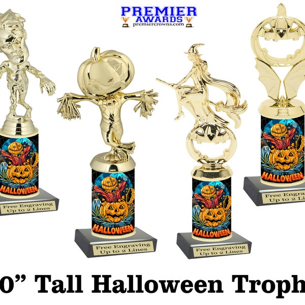 Halloween  trophy.  Great for costume contests, pumpkin carving contests, office parties, and more.  10" tall