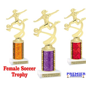 Female Soccer Star trophy.   Great trophy for your soccer team, neighborhood teams, schools, themed pageants and events.