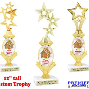 Custom Gingerbread Trophy.  Great trophy for your Holiday events, pageants, contests,  and decorating contests.  12&quot; tall