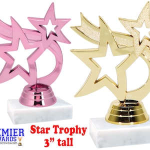 Star Trophy.  3&quot; tall.  Great petite trophy for large groups, events, or just because the Star in your life needs a trophy!
