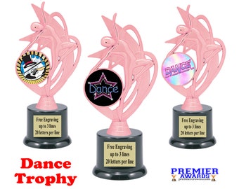 Dance Trophy with choice of art work.  8" tall.  Great award for recitals, schools and for the dancer in your life!