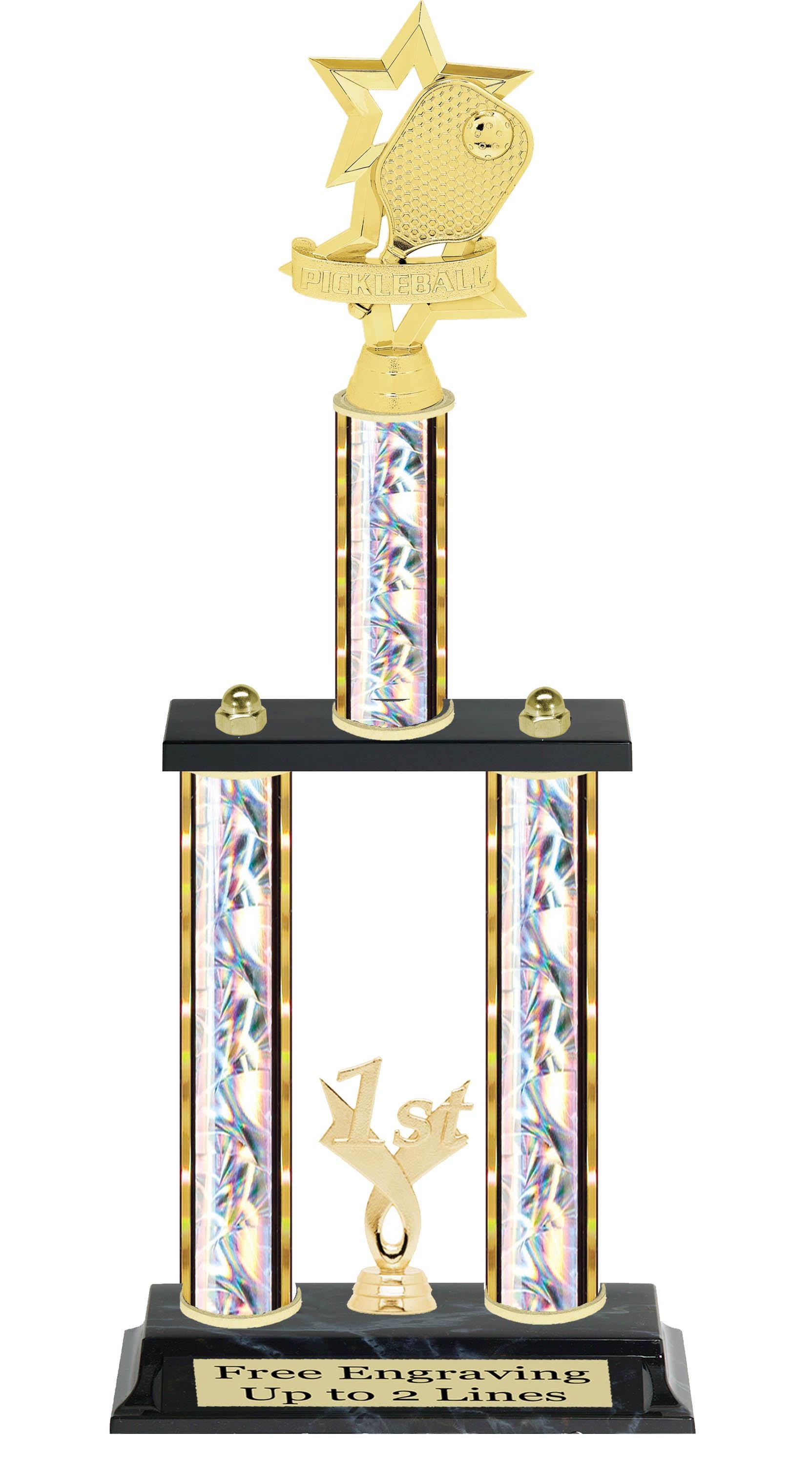 Pickleball 2-column Trophy With Choice of Color. Available in 3 Trophy ...