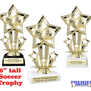 Soccer trophy. 6&quot; tall.  Great trophy for sports leagues, schools, recreation depts. and more
