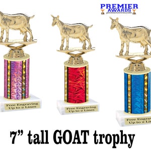 13” Large GOAT Trophy with Custom Engraving on Personalized Plate, Funny  Goat Office Award, “Greatest of All Time” Award for Champion, Mom, Dad