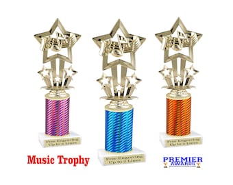 Karaoke - Music theme trophy.  Great for karaoke contests, schools, singing contests and more. Choice of height and color
