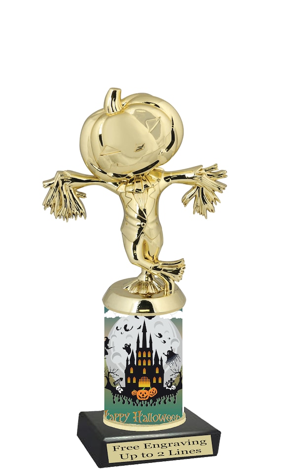 Trophée Squelette Halloween – Statue En Plastique Doré 24 Cm – Idée Déco Et Récompense Pour Fête Halloween