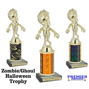 Halloween Trophy.  Great award for your Halloween Events, Parts, Costume Contests and more.  Choice of color and height.