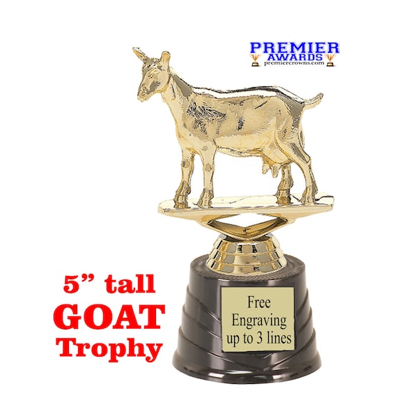 GOAT trophy.  Goat figure on black round base. Great trophy all of the GOATs in your life.   5" tall