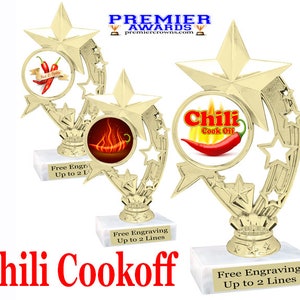 Chili Cook Off trophy.  6&quot; tall with choice of art work.  Great trophy for chili cook off events, BBQ events or just for your great chef!