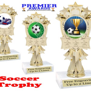 Soccer trophy.  6" tall.  Great trophy for your team, schools, pageants and more!