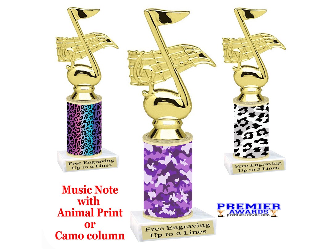 Music Note Trophy Column Karaoke - Music Theme Trophy. Music Note Figure With Camo or Animal ...