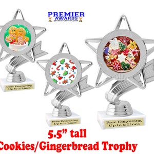 Holiday Cookies and Gingerbread trophy.  5.5&quot; tall Great trophy for those Holiday baking contests, parties and more!