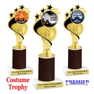 Halloween Costume Contest trophy. Black Glitter Column.  Great for your Halloween Costume Contests!