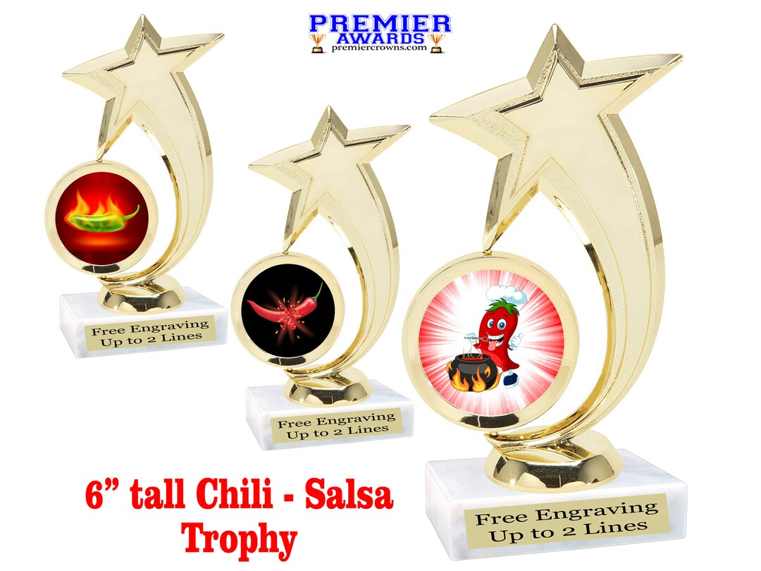 Chili Salsa BBQ Trophy. 6 Tall With Choice of Art Work. Great Trophy