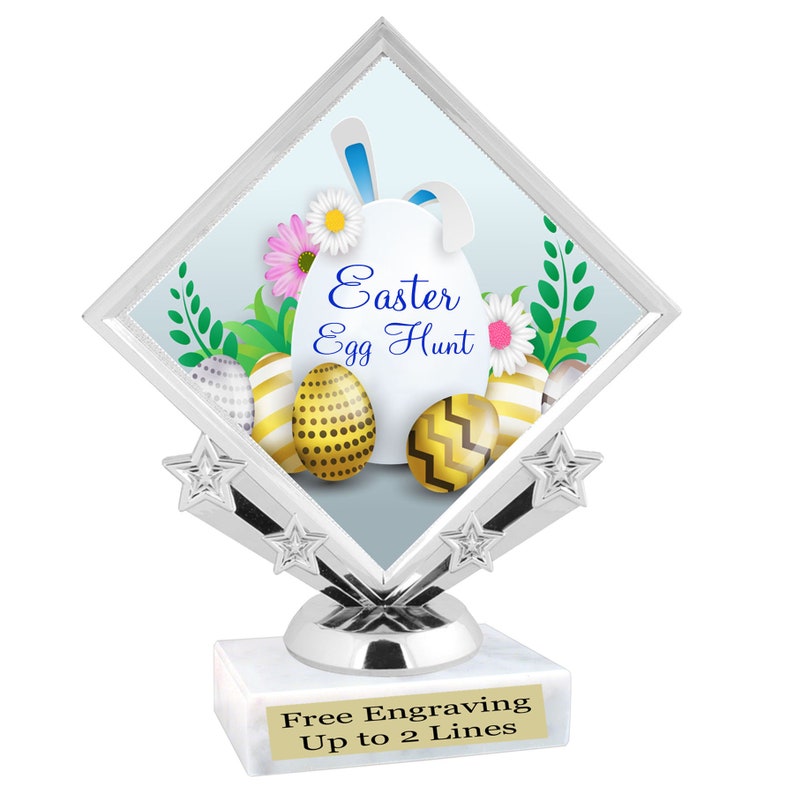 Great for your family community and office Egg Hunts. Easter Egg Hunt Trophy neighborhood church