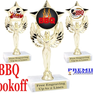 BBQ Cook Off trophy.  6&quot; tall with choice of art work.  Great trophy for BBQ cook off events, BBQ events or just for your great chef!