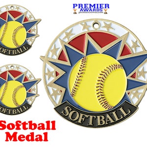 Softball medal.  Great medal for leagues, schools, teams, neighborhood games and for the favorite player in your life!