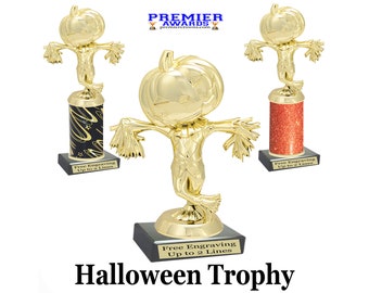 SET OF 3 HALLOWEEN TROPHIES PUMPKIN CARVING TROPHIES GOLD SET OF 3 HALLOWEEN TROPHIES PUMPKIN CARVING TROPHIES GOLD