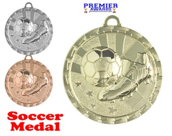 Soccer medal.  Great medal for leagues, schools, teams, neighborhood games and for the favorite player in your life!