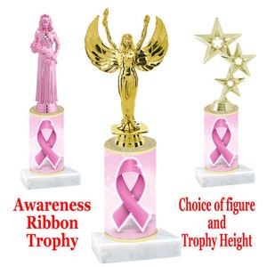 Awareness ribbon design column.  Choice of figure. Numerous trophy heights available
