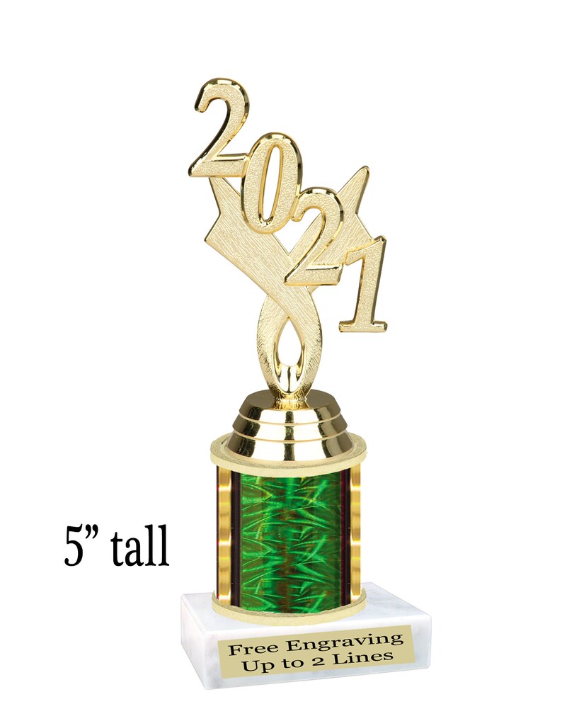Great trophy for events Year Trophy pageants and more. 5 tall on choice of column schools sports