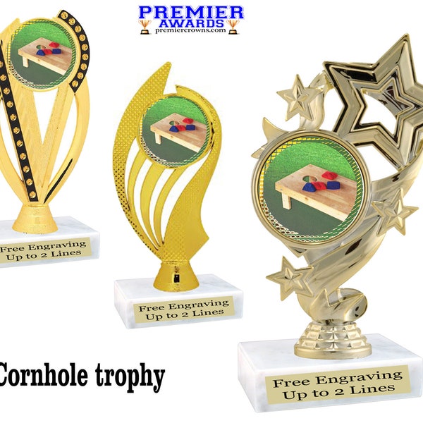 Cornhole Trophy.  Great trophy for any event, competition, contest or just for your favorite player.  Choice of 9 figures.