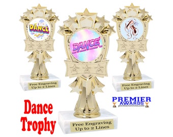 Dance Trophy with choice of art work.  6" tall.  Great award for the dancer in your life.